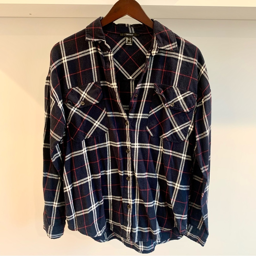 • [Forever 21] Navy Blue Flannel •